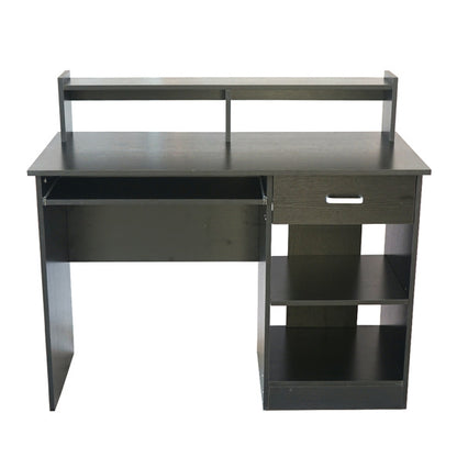 Modern E1 15MM Chipboard Computer Desk with One Drawer, Two Tiers & Keyboard Rack - 110x50x94cm, Stylish Black Desk for Study & Work
