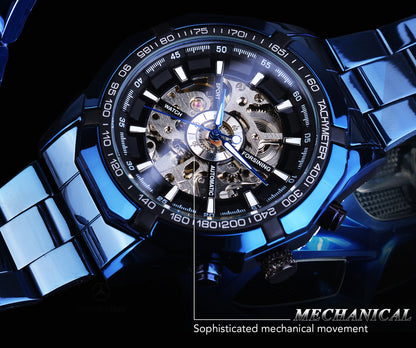 Casual Hollow Blue Plating Automatic Mechanical Watch My Store