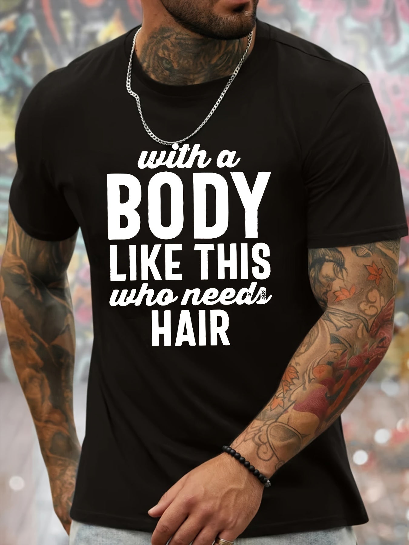 There Is Such A Body Men's Printed T-shirt, Casual Quick Drying Breathable T-shirt, Running Training Short Sleeved T-shirt
