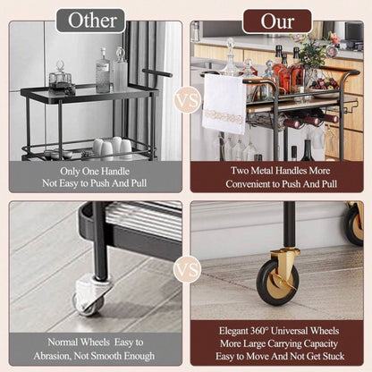 2 Tiers Bar Cart On Wheels