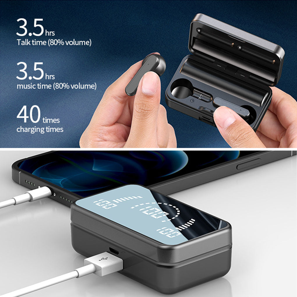 Wireless Bluetooth Earphone In-ear Super Long Standby Wireless Headsets With Mic LED Stereo Audio Sport Earbuds ShopWithASmile.com
