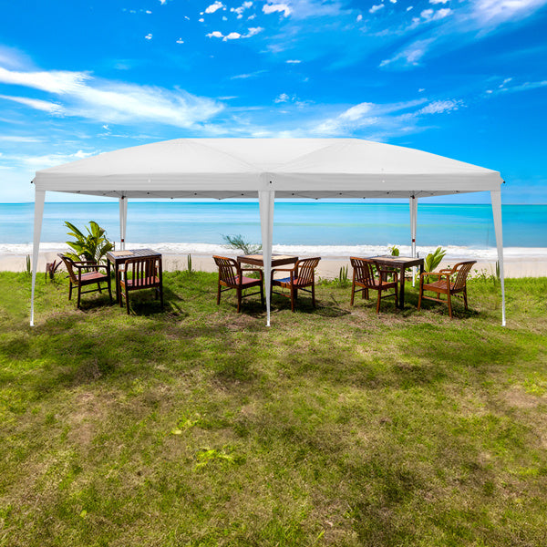 Waterproof Folding Camping and Picnic Tent, 10x20 ft Outdoor Canopy with 4 Sides, 2 Windows, Adjustable Height, Oxford Fabric, and Sturdy Steel Frame for Events and Parties