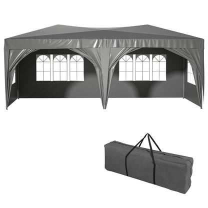 10'x20' EZ Pop Up Canopy Outdoor Portable Party Folding Tent With 6 Removable Sidewalls   Carry Bag