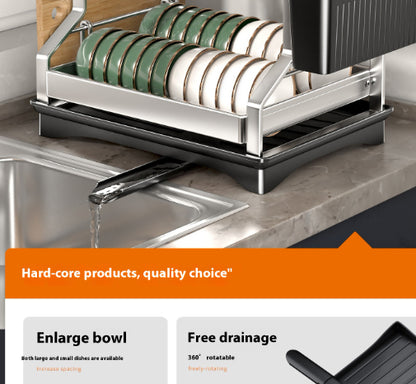 Multi-functional Stainless Steel Double-layer Dish Rack Cup Holder