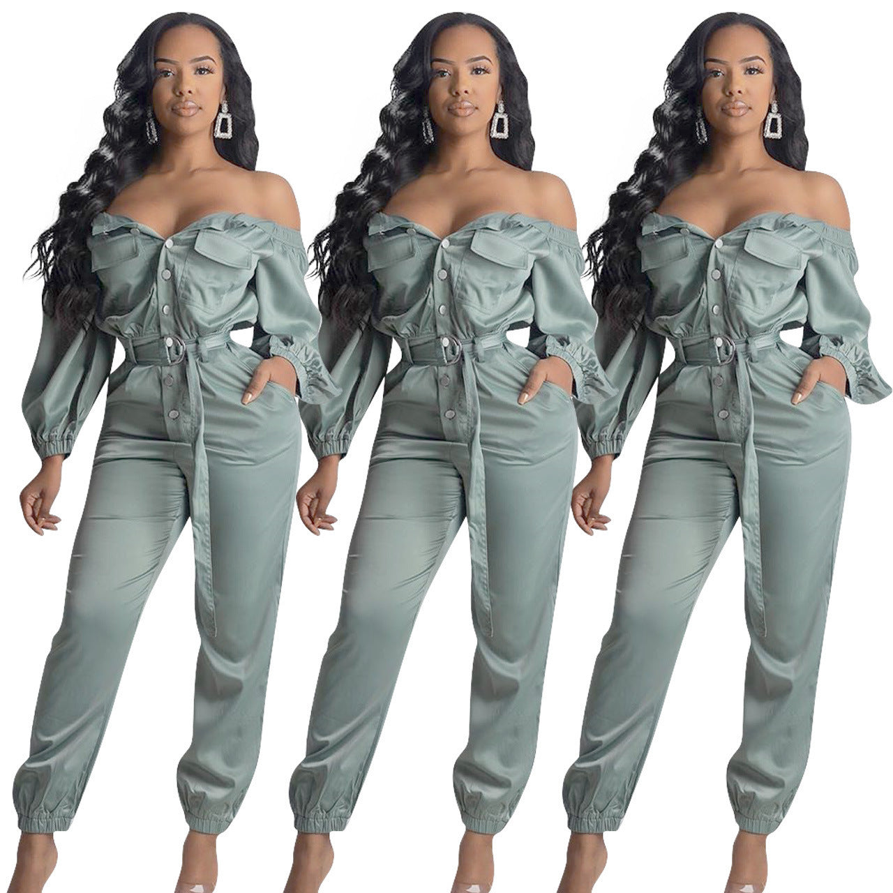 Women's Streetwear Sexy Off Shoulder Jumpsuit ShopWithASmile7.com