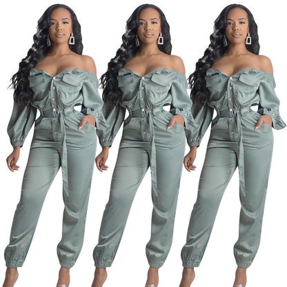 Women's Streetwear Sexy Off Shoulder Jumpsuit ShopWithASmile7.com