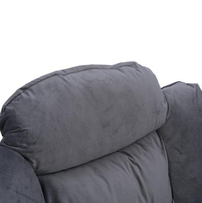 Living Room Chair Modern Cotton Fabric Lazy Chair With Armrests And Side Pockets - Dark Grey With Ottoman