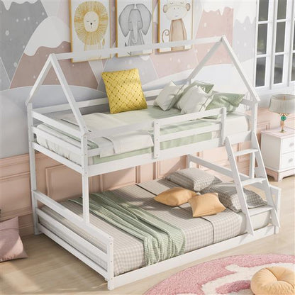 Bunk Bed With Built-in Ladder, White
