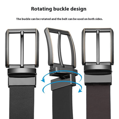 Advanced Texture Boys Trend Belt Rotatable Pin Buckle Two-color Double-sided Available ShopWithASmile7.com