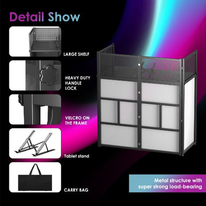 Portable DJ Facade Booth With Black And White Lighting Scrims ShopWithASmile7.com