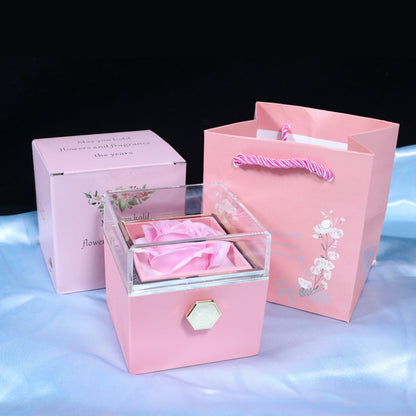 Rotating Soap Flower Rose Gift Box Creative Rotating Rose Jewelry Packaging Box Valentine's Day Gift For Women ShopWithASmile7.com