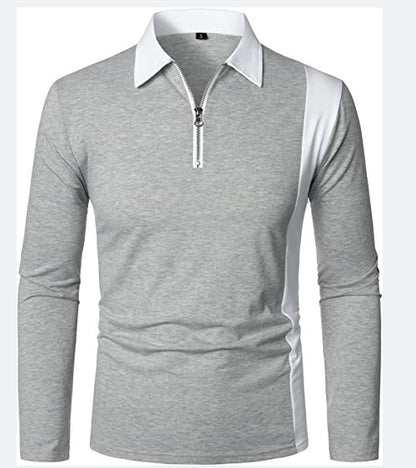 Color-blocking Fashion With Men's Lapel Long Sleeves