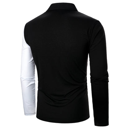 Men's POLO Shirt Three-color Stitching Fashion Lapel