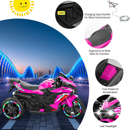 12V Electric Motorcycle For Kids - One-key Start, LED Tire, Forward and Backward, Mp3 Tuner, Bluetooth Music, with Usb Function, Rear Shock ShopWithASmile.com