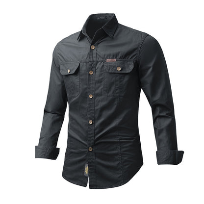 Autumn Workwear Shirt Men's Plus Size ShopWithASmile.com