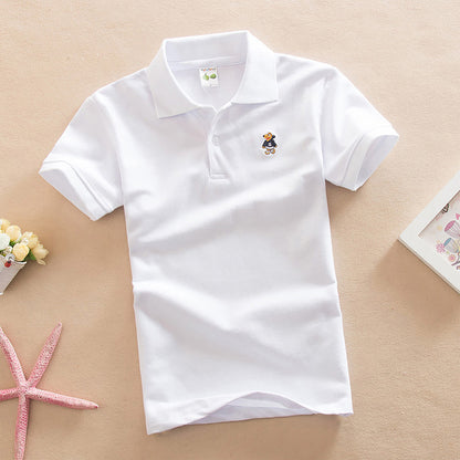 Short-sleeved T-shirt Middle And Big Children's Summer Polo Shirt Performance School Uniform ShopWithASmile7.com