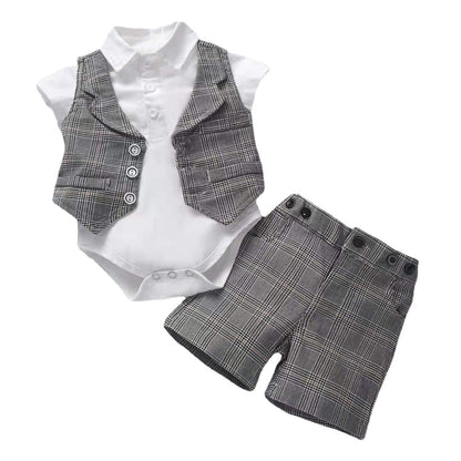 Baby Boy Gentleman Suit Romper Vest Shorts Bow Tie My Store