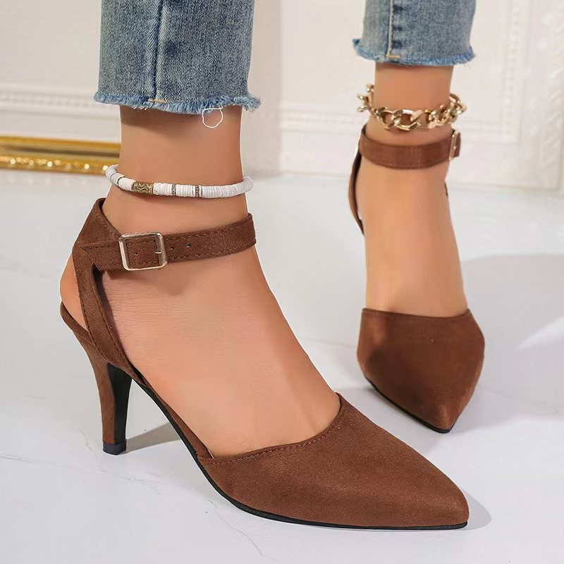 Pointed-toe Square Buckle Shoes High Heels Fashion ShopWithASmile7.com