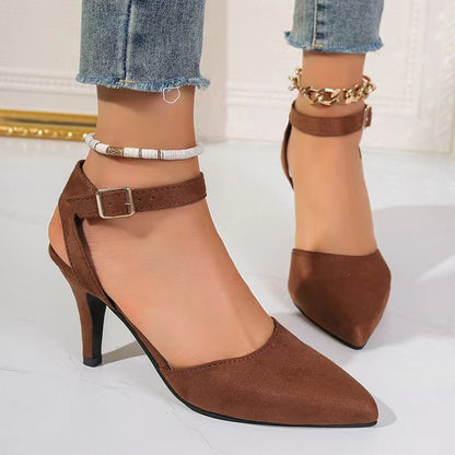 Pointed-toe Square Buckle Shoes High Heels Fashion ShopWithASmile7.com