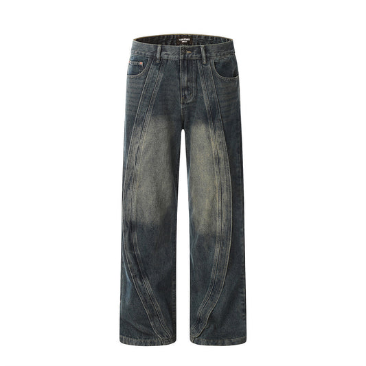 Fashion Personality Stitching Straight Jeans Men