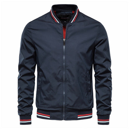 Men's Striped Zip-up Jacket With Pockets Fashion Casual Outerwear Sports Baseball Clothing Spring And Fall ShopWithASmile.com