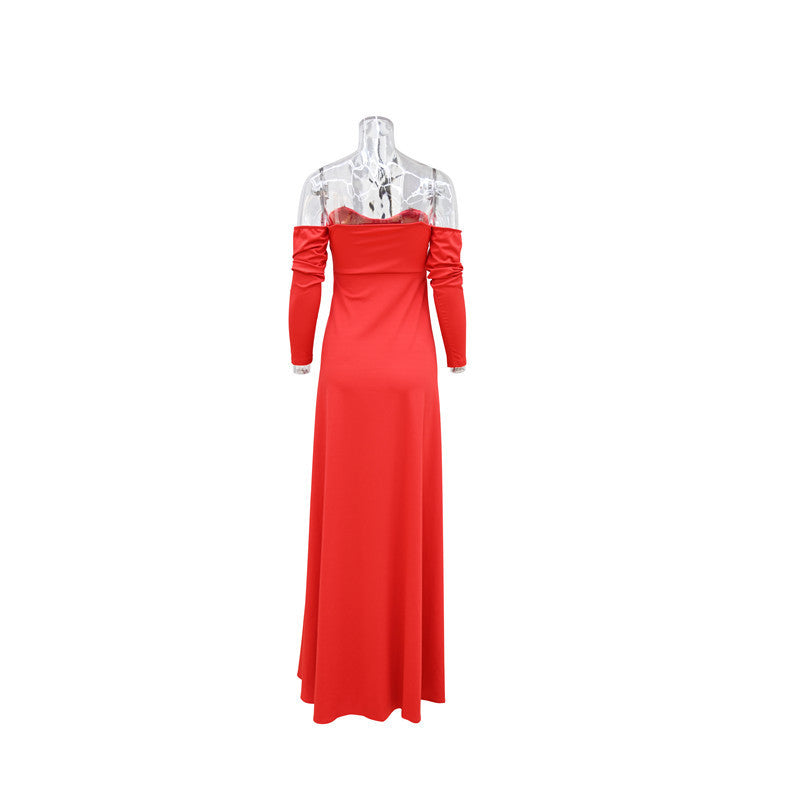 Women's Fashion Simple One-Shoulder Slit Dress
