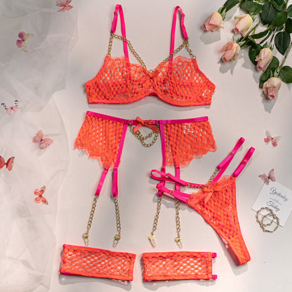 Underwear Set Mesh Comfortable Metal Four-piece Set