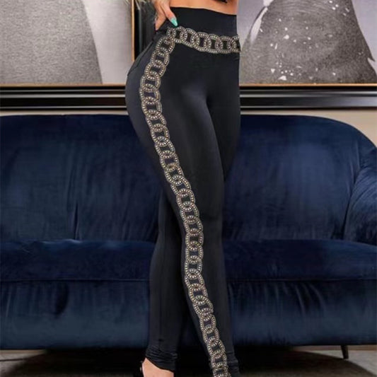 Women's Fashion Hot Drilling High Elastic Tights