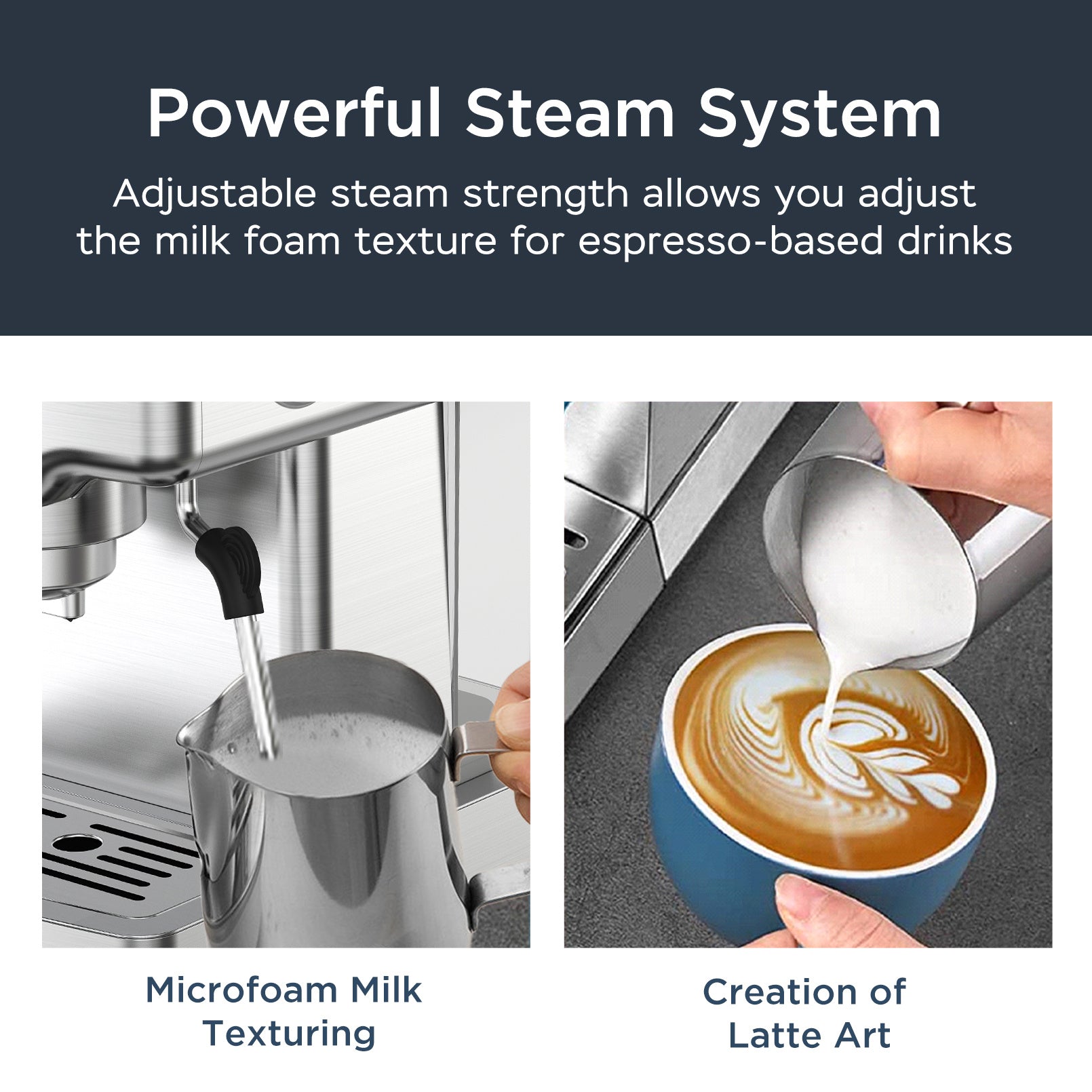 Geek Chef Espresso Machine, 20 Bar Espresso Machine With Milk Frother For Latte, Cappuccino, Macchiato, For Home Espresso Maker, 1.8L Water Tank, Stainless Steel, Ban On Amazon ShopWithASmile.com