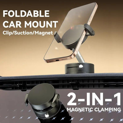 2025 Upgraded Wireless Magnetic 360 Degree Rotating Adjustable Folding Car Phone Holder Strong Suction Power Is Suitable For Magsafe And All Smartphones