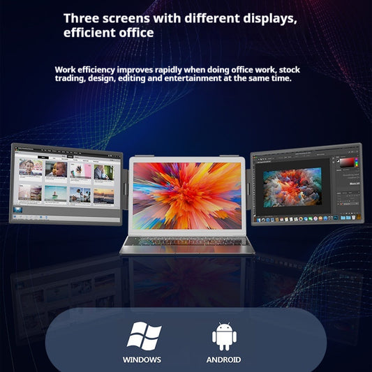 14-Inch Portable Dual-Screen Monitor with 1080P Full HD IPS Display, USB & HDMI Connectivity, LED Backlight, Ultra-Slim Wall-Mountable Design for Office, Travel, and Gaming