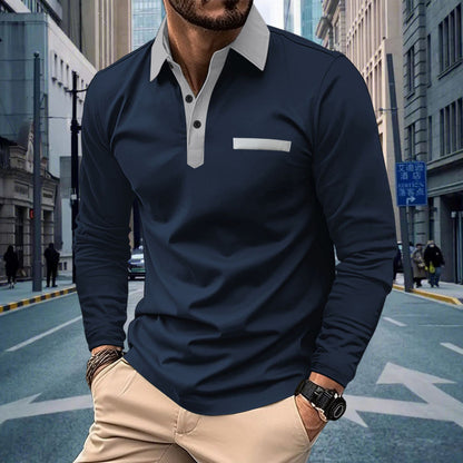 Men's Solid Color Long Sleeve Button-Up Shirt with Pocket ShopWithASmile.com