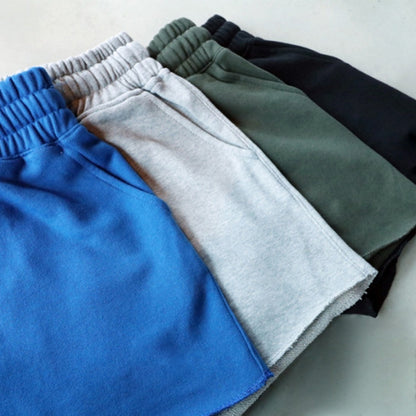 Solid Knitted Casual Shorts Men's Straight Leg Pants With Drawstring