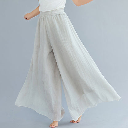 Elegant A-line Elastic Waist Big Trousers Wide Leg Culottes Trendy